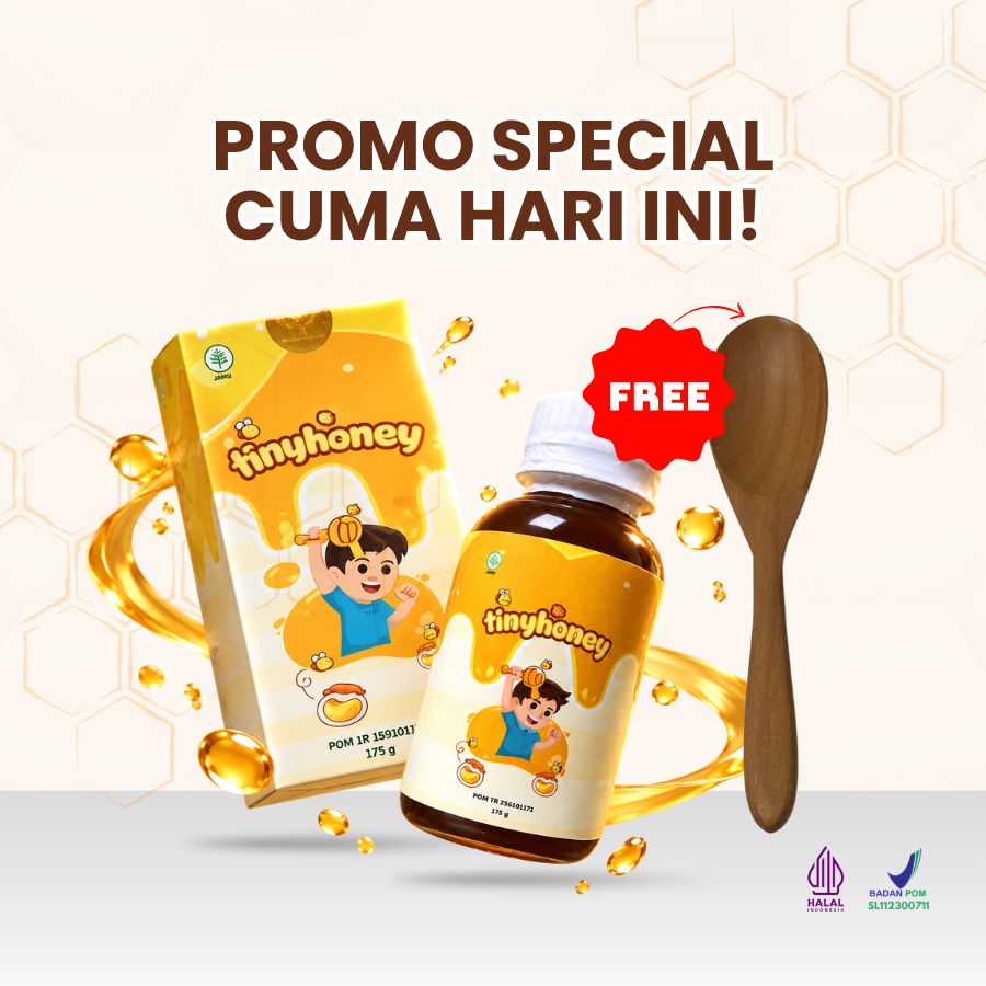 TinyHoney 1 botol dengan bonus sendok kayu gratis