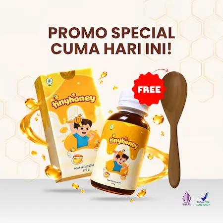 TinyHoney 1 botol dengan bonus sendok kayu gratis